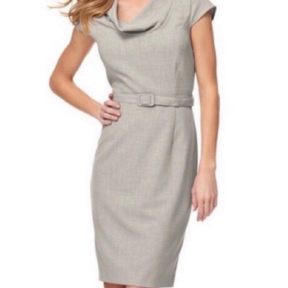 Flash sale 🎉🎉New Calvin Klein Light Gray Cowl-Neck Sheath Midi Dress
